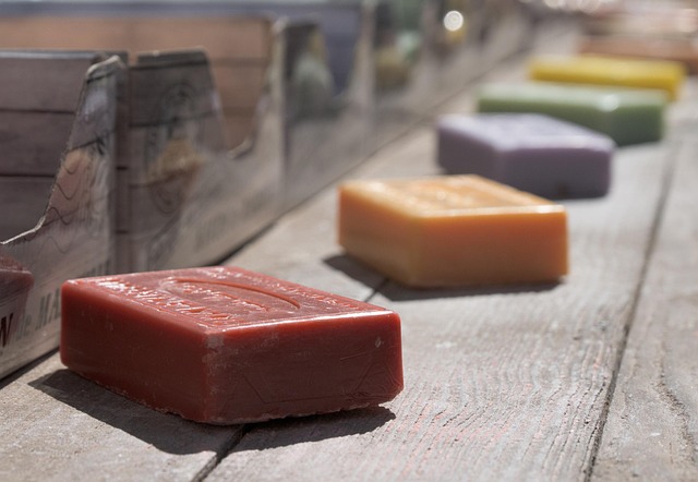 A few soap bars laying next to each other